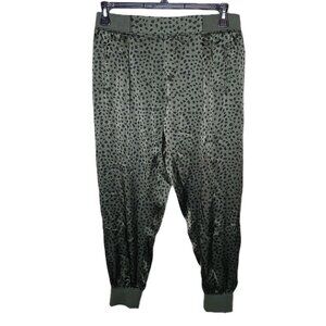 ATM Women's Green Silk Joggers Size Medium Anthony Thomas Melillo Animal Print